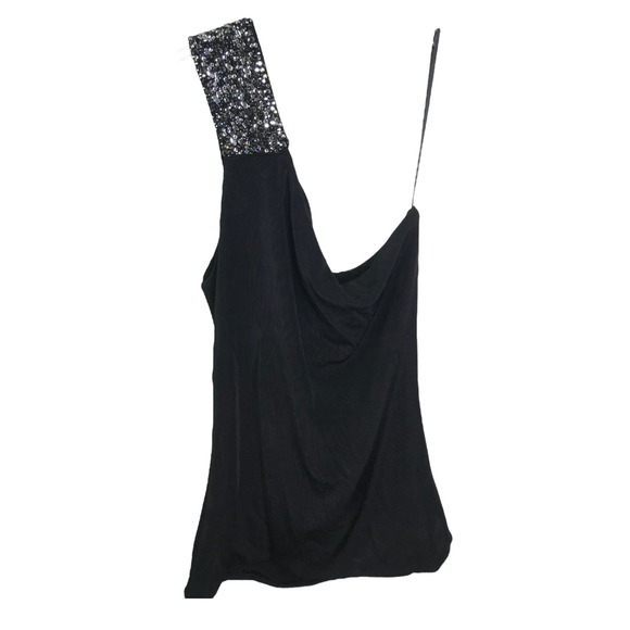 Claudio Milano Women One-Shoulder Top Black Diamond Evening Swarovski Crystals S - Picture 2 of 11